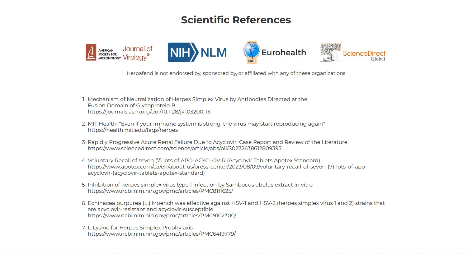 Herpafend Scientific references: